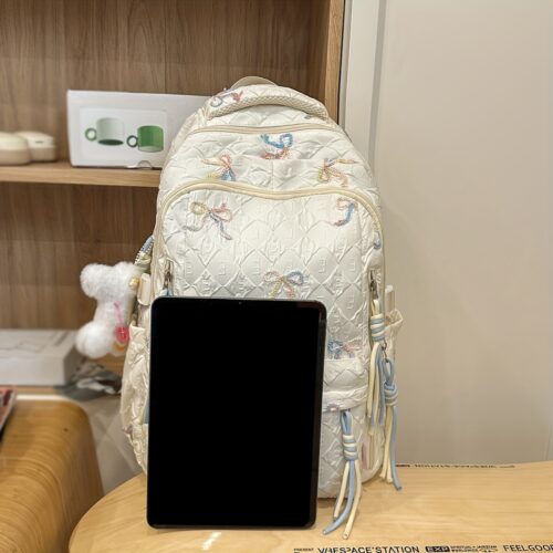Sac à dos imprimé avec nœud & Sac cabas assorti