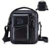 Sac Bandoulière Vertical en Cuir Véritable Pleine Fleur - Unisexe