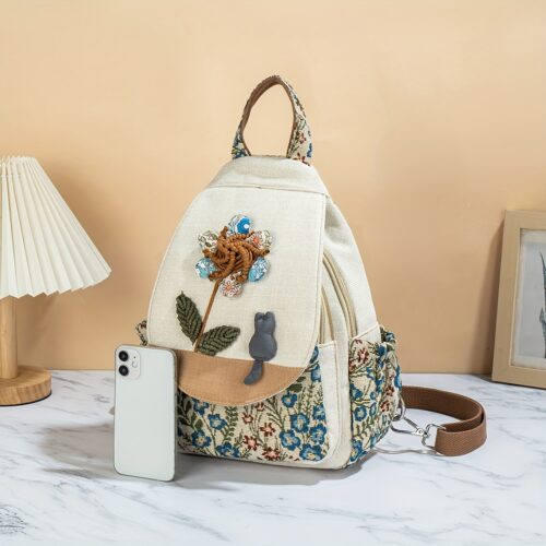 Sac à dos chat style ethnique Élégance artisanale