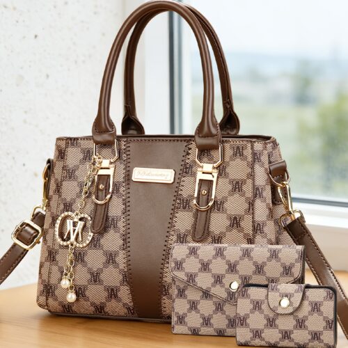 Ensemble sac à main imprimé monogramme & bloc de couleur