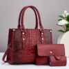 Ensemble 3 Pièces Sac à Main Motif Crocodile