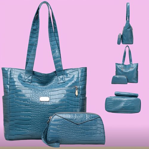 Ensemble 3 pièces sac à main crocodile