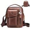 Sac Bandoulière Vertical en Cuir Véritable Pleine Fleur - Unisexe