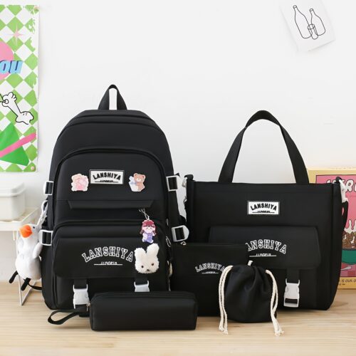 Ensemble sac à dos fille couleur unie Sac grand format