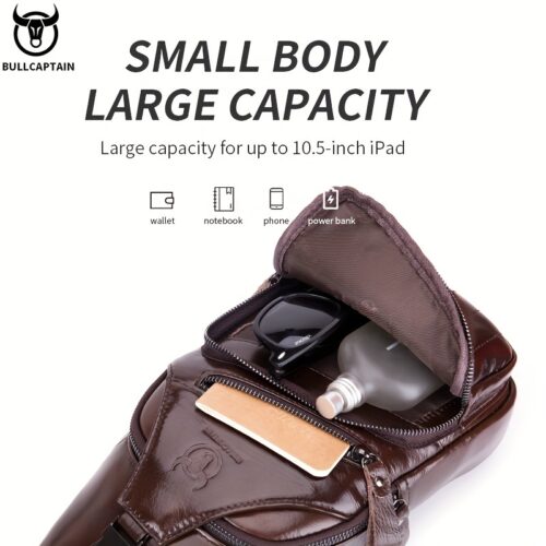 BULLCAPTAIN Sac Bandoulière Homme en Cuir Véritable