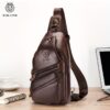 Sac sling homme rétro en cuir de vachette
