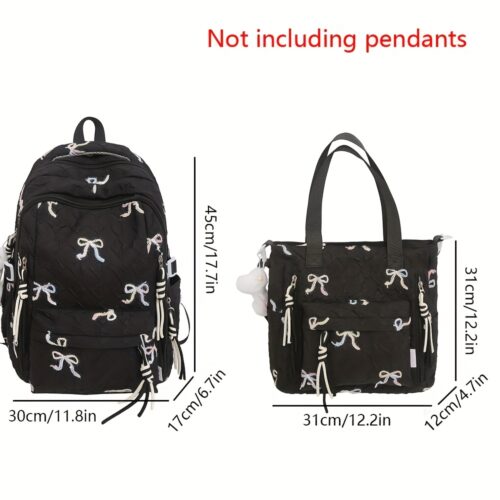 Sac à dos imprimé avec nœud & Sac cabas assorti