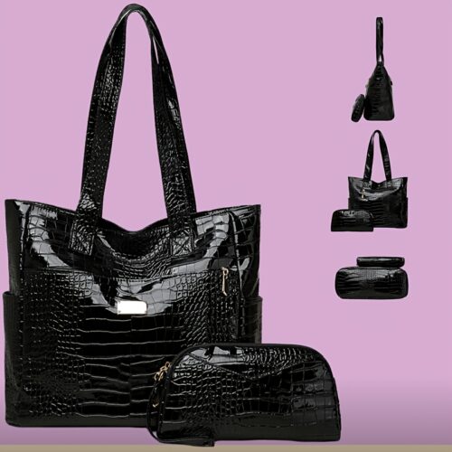 Ensemble 3 pièces sac à main crocodile