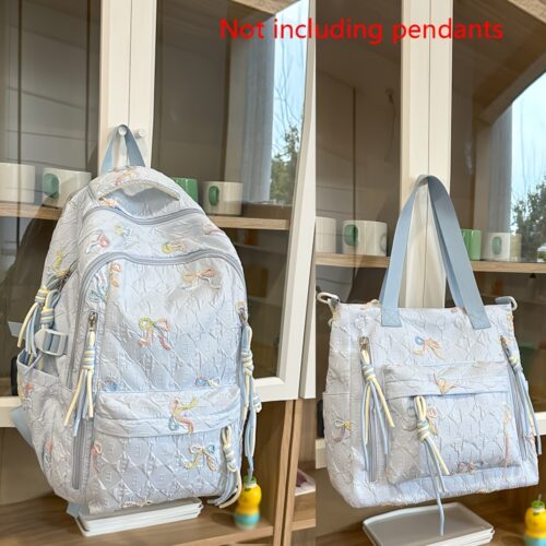 Sac à dos imprimé avec nœud & Sac cabas assorti