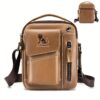 Sac Bandoulière Vertical en Cuir Véritable Pleine Fleur - Unisexe