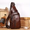 Sacoche de poitrine en cuir véritable homme