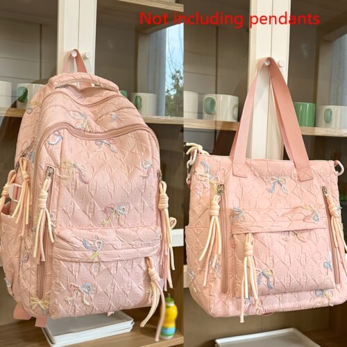 Sac à dos imprimé avec nœud & Sac cabas assorti
