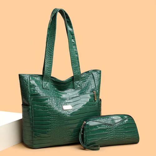 Ensemble 3 pièces sac à main crocodile