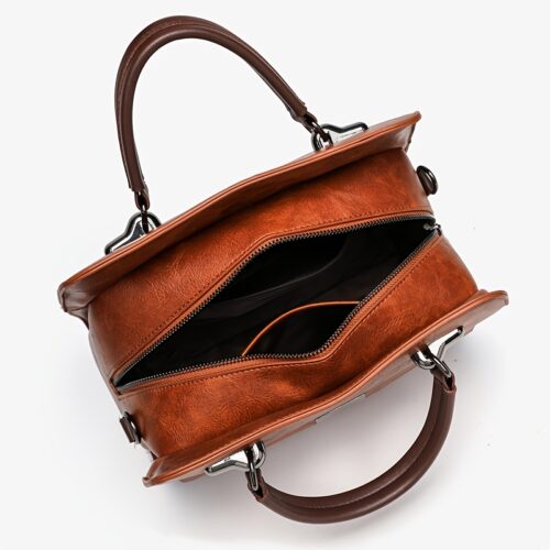Sac à Main en Cire Cirée pour Femme Cartable Multicouche