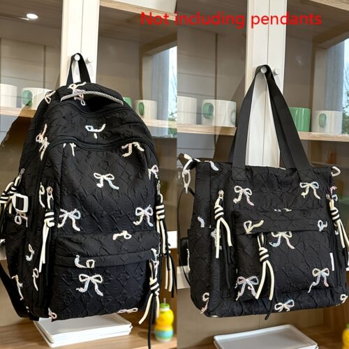 Sac à dos imprimé avec nœud & Sac cabas assorti