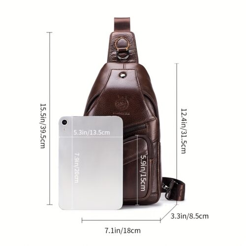 Sac sling homme rétro en cuir de vachette