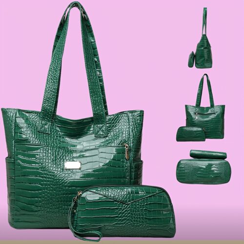 Ensemble 3 pièces sac à main crocodile