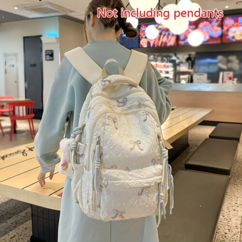 Sac à dos imprimé avec nœud & Sac cabas assorti