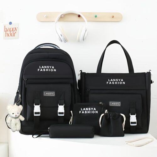 Ensemble 5 pièces sac à dos scolaire pour adolescent