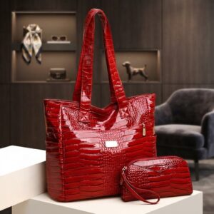 Ensemble 3 pièces sac à main crocodile