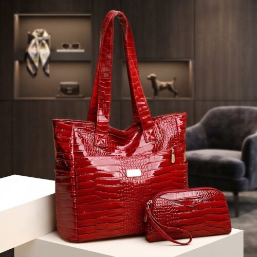 Ensemble 3 pièces sac à main crocodile