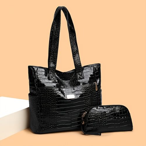 Ensemble 3 pièces sac à main crocodile