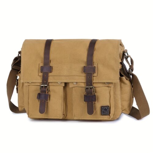Sacoche PC Portable 15,6" Homme en Toile Vintage — Grande Capacité & Ultra-Durable
