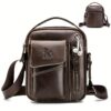 Sac Bandoulière Vertical en Cuir Véritable Pleine Fleur - Unisexe