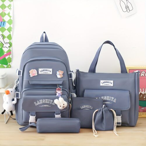 Ensemble sac à dos fille couleur unie Sac grand format