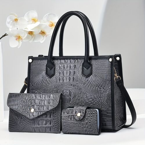Sac à Main Luxe Effet Crocodile :