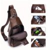 Sac sling homme rétro en cuir de vachette
