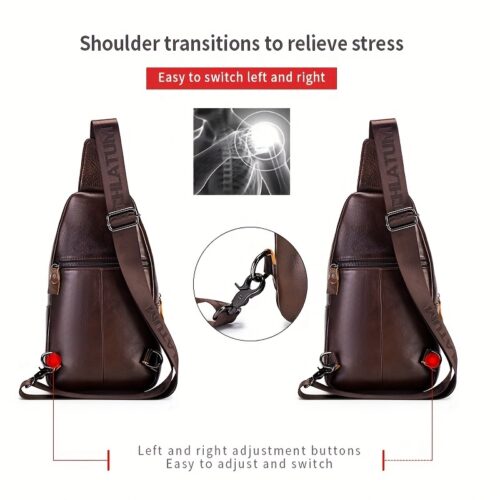 Sac sling homme rétro en cuir de vachette