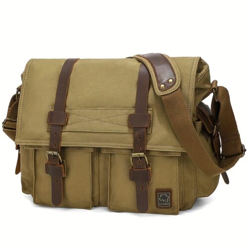 Sacoche PC Portable 15,6" Homme en Toile Vintage — Grande Capacité & Ultra-Durable