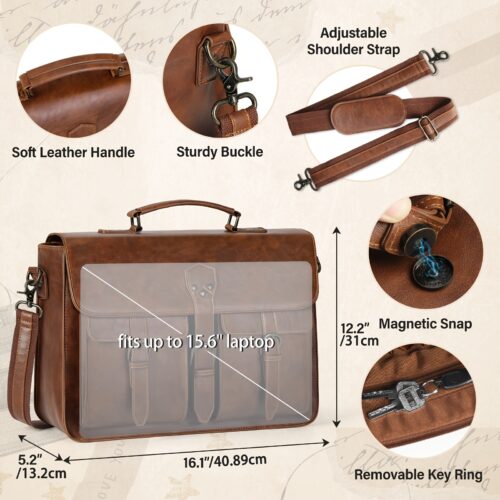 Sac Messager pour Hommes en Cuir PU Vintage