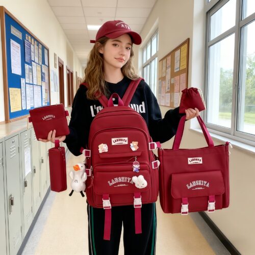 Ensemble Scolaire 5 Pièces Grand Sac à Dos & Sacs Assortis