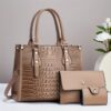 Ensemble 3 Pièces Sac à Main Motif Crocodile