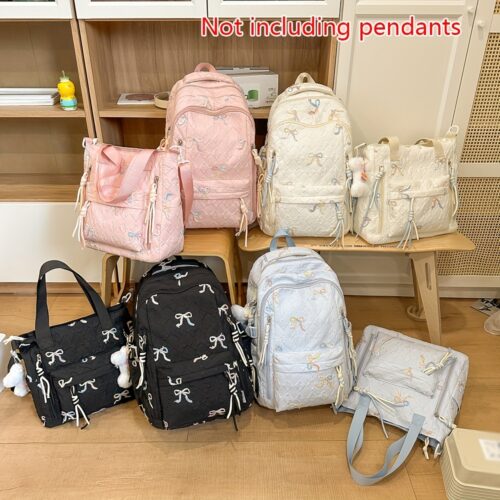 Sac à dos imprimé avec nœud & Sac cabas assorti