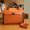 Sac à Main en Cire Cirée pour Femme Cartable Multicouche