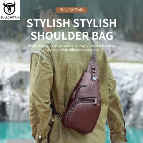 BULLCAPTAIN Sac Bandoulière Homme en Cuir Véritable
