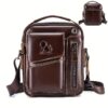 Sac Bandoulière Vertical en Cuir Véritable Pleine Fleur - Unisexe