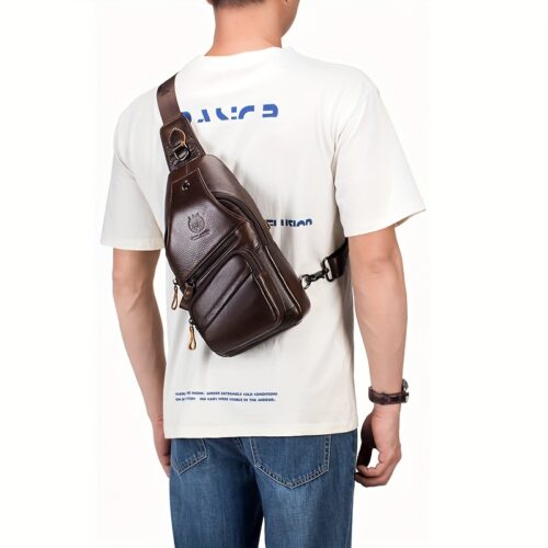 Sac sling homme rétro en cuir de vachette