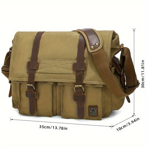 Sacoche PC Portable 15,6" Homme en Toile Vintage — Grande Capacité & Ultra-Durable