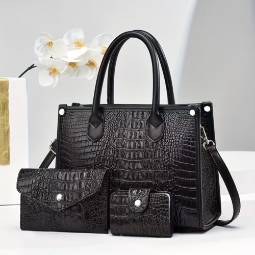 Sac à Main Luxe Effet Crocodile :