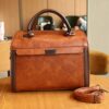 Sac à Main en Cire Cirée pour Femme Cartable Multicouche