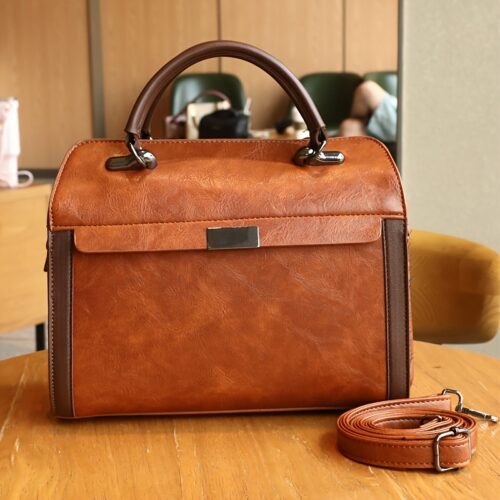 Sac à Main en Cire Cirée pour Femme Cartable Multicouche