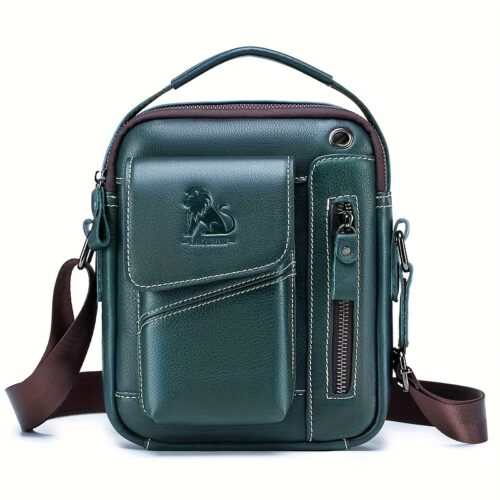 Sac Bandoulière Vertical en Cuir Véritable Pleine Fleur - Unisexe