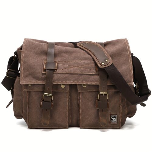 Sacoche PC Portable 15,6" Homme en Toile Vintage — Grande Capacité & Ultra-Durable