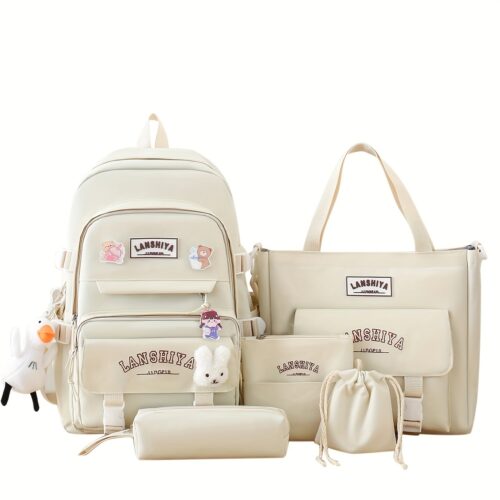 Ensemble sac à dos fille couleur unie Sac grand format