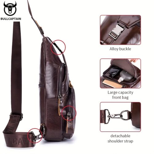 BULLCAPTAIN Sac Bandoulière Homme en Cuir Véritable