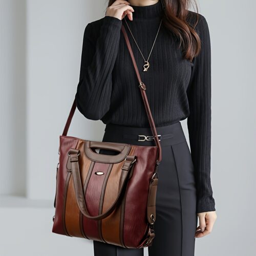 Sac fourre-tout patchwork rétro à blocs de couleur